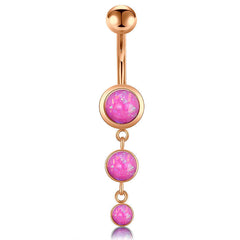 Opal Dangel Belly Button Ring 14G Surgical Steel Belly Navel Ring Piercing Jewelry