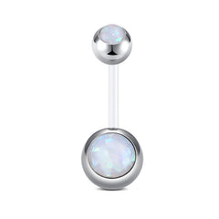 Belly Buttom Ring 14G Double Synthetic Opal Inlaid Flexible Bar 10MM Muti-Color Available