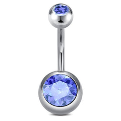 14G Surgical Steel Belly Button Ring Basic Zirconia CZ Inlaid Navel Ring Piercing Jewelry