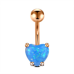 Heart Shaped Opal Belly Button Ring In Different Color Cute And Lovely Navel Ring