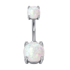 4-Claw Opal Inlaid Belly Button Ring Stainless Steel Navel Piercing With Opal