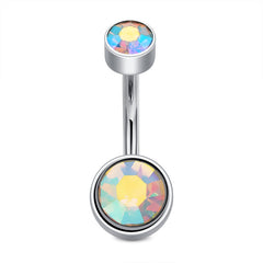 14G Surgical Steel Belly Button Ring CZ Inlaid Falt End Navel Belly Ring Piercing Jewelry