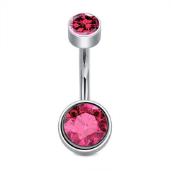 14G Surgical Steel Belly Button Ring CZ Inlaid Falt End Navel Belly Ring Piercing Jewelry