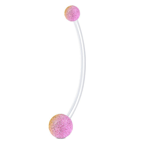 Pregnancy Belly Rings 14G Tinfoil Ball Double Curved Bar 38MM Muti-Color Available
