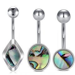 Nature Shell Inlaid Belly Button Ring 14G Surgical Steel Belly Navel Ring Piercing Jewelry