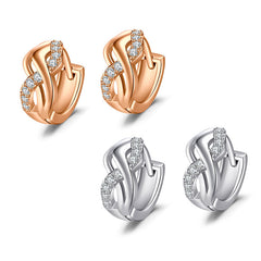 18G Crystal Spiral Hoop Earrings Clicker Silver Rosegold
