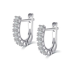 18G U Shape Crystal Hoop Earrings Silver Rosegold