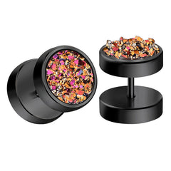 16G Black Shiny Ore Flakes Styles Fake Ear Plugs Tunnels Different Colors Available