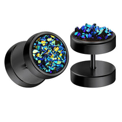 16G Black Shiny Ore Flakes Styles Fake Ear Plugs Tunnels Different Colors Available