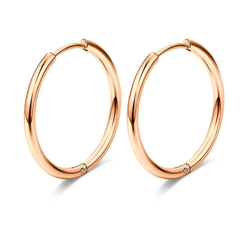 12G Classic Huggie Earrings Women Men Hoop Earrings Rose Gold Different Size Available