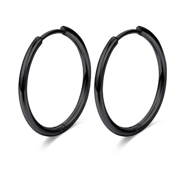 12G Classic Huggie Earrings Women Men Hoop Earrings Black Different Size Available