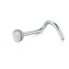 18G Nose Screw Rings for Women 3mm Top Opal Nose Studs Screw Stainless Steel Nostril Piercing