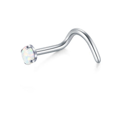 18g 20g Surgical Stainless Steel Opal Nose Stud Nose Screw Rings for Women Nose Piercing