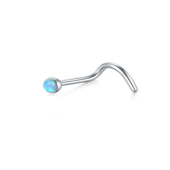 20g Opal Nose Screw Rings for Women Nose Rings 2mm Top Stainless Steel Nose Piercing Jewelry