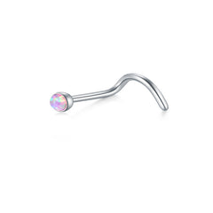 20g Opal Nose Screw Rings for Women Nose Rings 2mm Top Stainless Steel Nose Piercing Jewelry