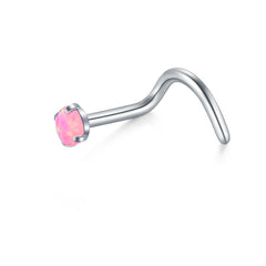 18g 20g Surgical Stainless Steel Opal Nose Stud Nose Screw Rings for Women Nose Piercing