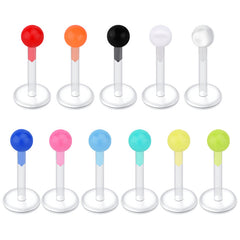 16gauge Plastic Lip Studs Colorful Ball