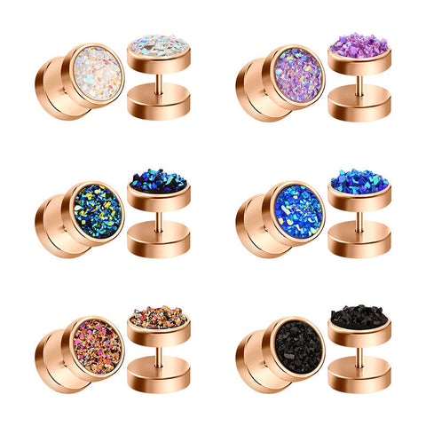 16G Rosegold Shiny Ore Flakes Styles Fake Ear Plugs Tunnels Different Colors Available