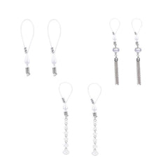 1 Pair Fake Nipple Ring with Dangle Silver With Tassel Clip On Nipple Rings Non-Piercing Nipple Jewelry