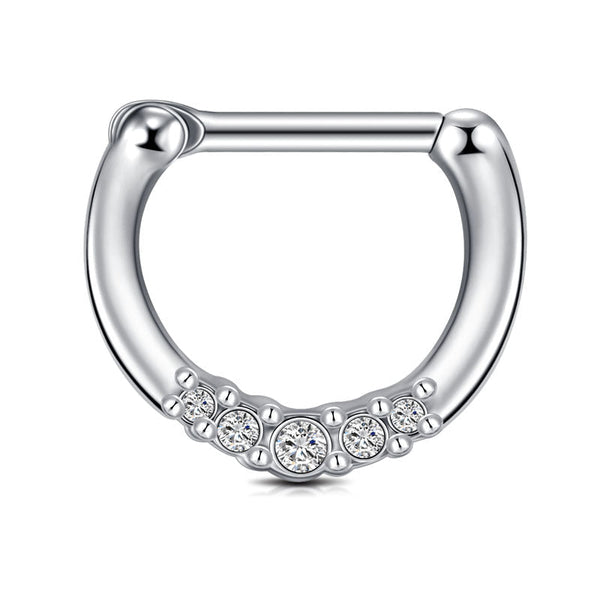 16G 8MM Helix Earring Septum Clicker Ring CZ Inlaid