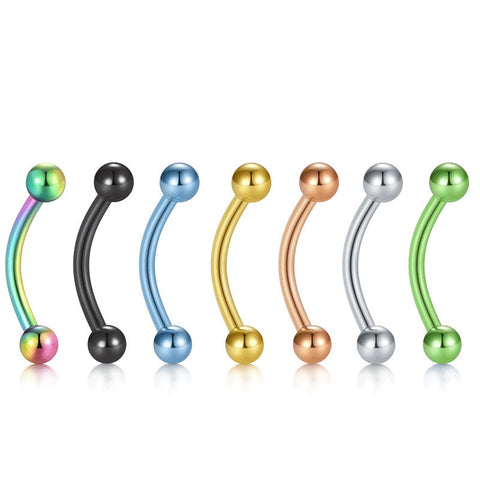 Curved Barbell 16G Rook Eyebrow Piercing Jewelry Multi Color Balls 1.2mm Curved Barbell 10mm