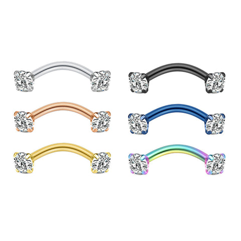 Curved Barbell 16G CZ Rook Eyebrow Piercing Jewelry Multi Color 1.2mm Curved Barbell 6mm 8mm 10mm