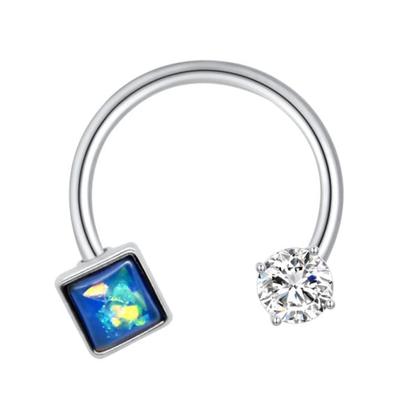 Diamond CZ Opal 16G Septum Ring Horseshoe jewelry