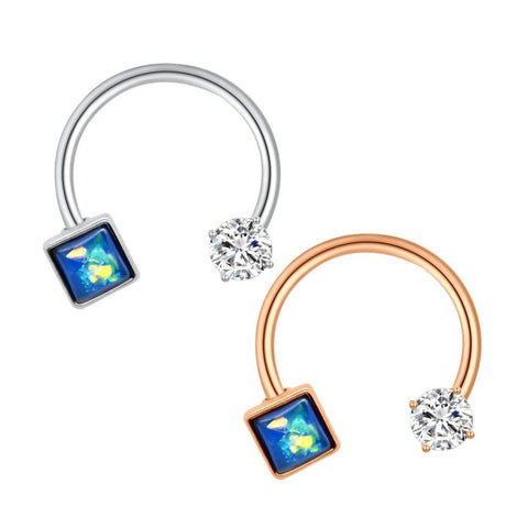 Diamond CZ Opal 16G Septum Ring Horseshoe jewelry