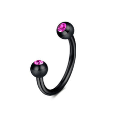 16G Septum Ring Inlaid CZ Black Barbell Horseshoe Helix Earring
