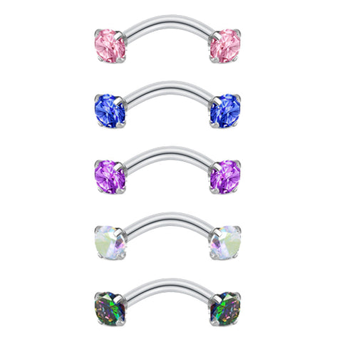 Curved Barbell 16G CZ Rook Eyebrow Piercing Jewelry Multi Color 1.2mm Curved Barbell 8mm