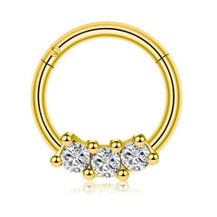 Diamond CZ Septum Ring Hinged Clicker Helix Earring