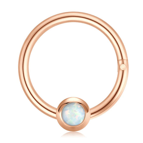 Opal Segment Ring 16G Septum Clicker Helix Hoop Earring Nose Piercing for Women