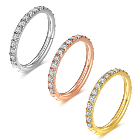 Diamond CZ Septum Clicker Segment Ring