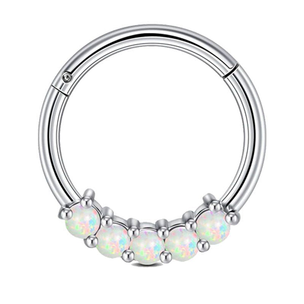 Opal 16G Septum Clicker Ring Helix Earring Nose Hoop Piercing for Women