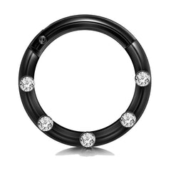CZ Inlaid Segment Clicker Septum Ring Nose Helix Cartilage Earring Hoop