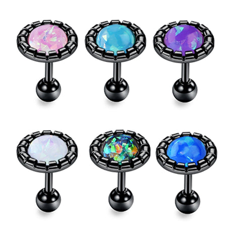 16g Tragus Earrings Studs Cartialge Piaercing Jewelry Conch Jewelry Opal Black