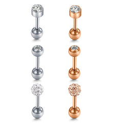 16g Tragus Earrings Studs Stainless Steel Round CZ Disco Ball 6mm
