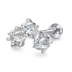 16gauge Tragus Earrings Staineless Steel Cartilage Jewelry Flower CZ