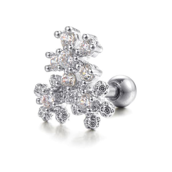 16gauge Tragus Earrings Stainless Steel Cartilage Jewelry Snowflake