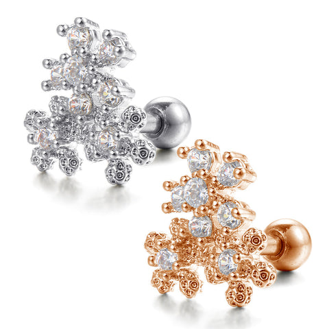 16gauge Tragus Earrings Stainless Steel Cartilage Jewelry Snowflake