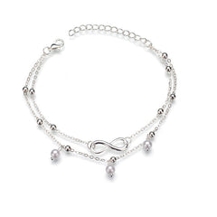 Double layer pearl splayed Anklet