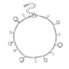 Exquisite pearl white diamond foot chain
