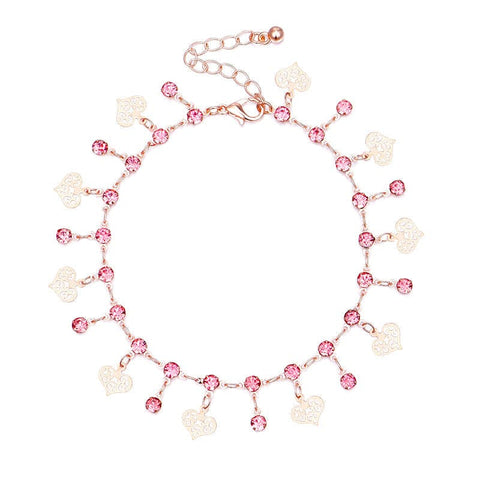 Pink diamond hollow love Anklet