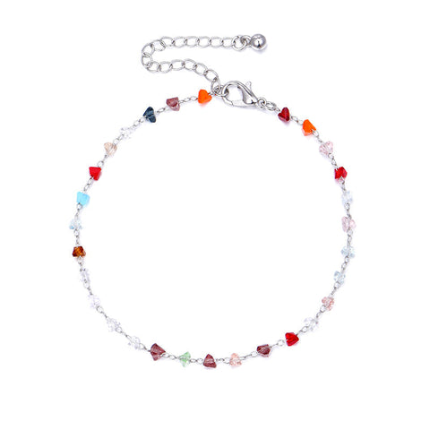 Colorful triangular crystal bead Anklet