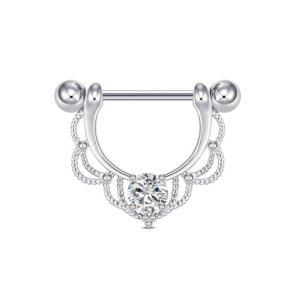 1 Pair Nipple Ring Barbell Rings Bars Body Piercing Jewelry Nipple Shield Ring Laciness Shape CZ