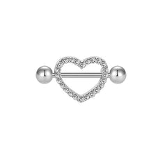 1 Pair Nipple Ring Barbell Rings Bars Body Piercing Jewelry Nipple Shield Ring 16mm Heart shape