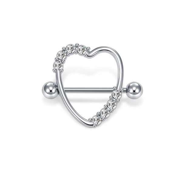 1 Pair 14G Shield Nipple Ring Rings Bars Body Piercing Jewelry 14mm 19mm Heart Shape