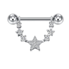 1 Pair 14g 12mm Nipple Ring Tongue Barbell Rings Bars Body Piercing Jewelry Star Shape