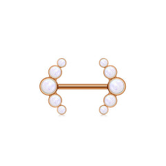 Nipple Rings Straight Barbells Surgical Steel Nipplerings Piercing Jewelry with Opal 14mm 16mm