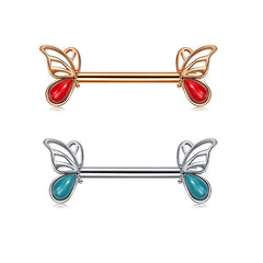 Nipple Rings Straight Barbells Surgical Steel Nipplerings Piercing Jewelry 14mm Butterfly design